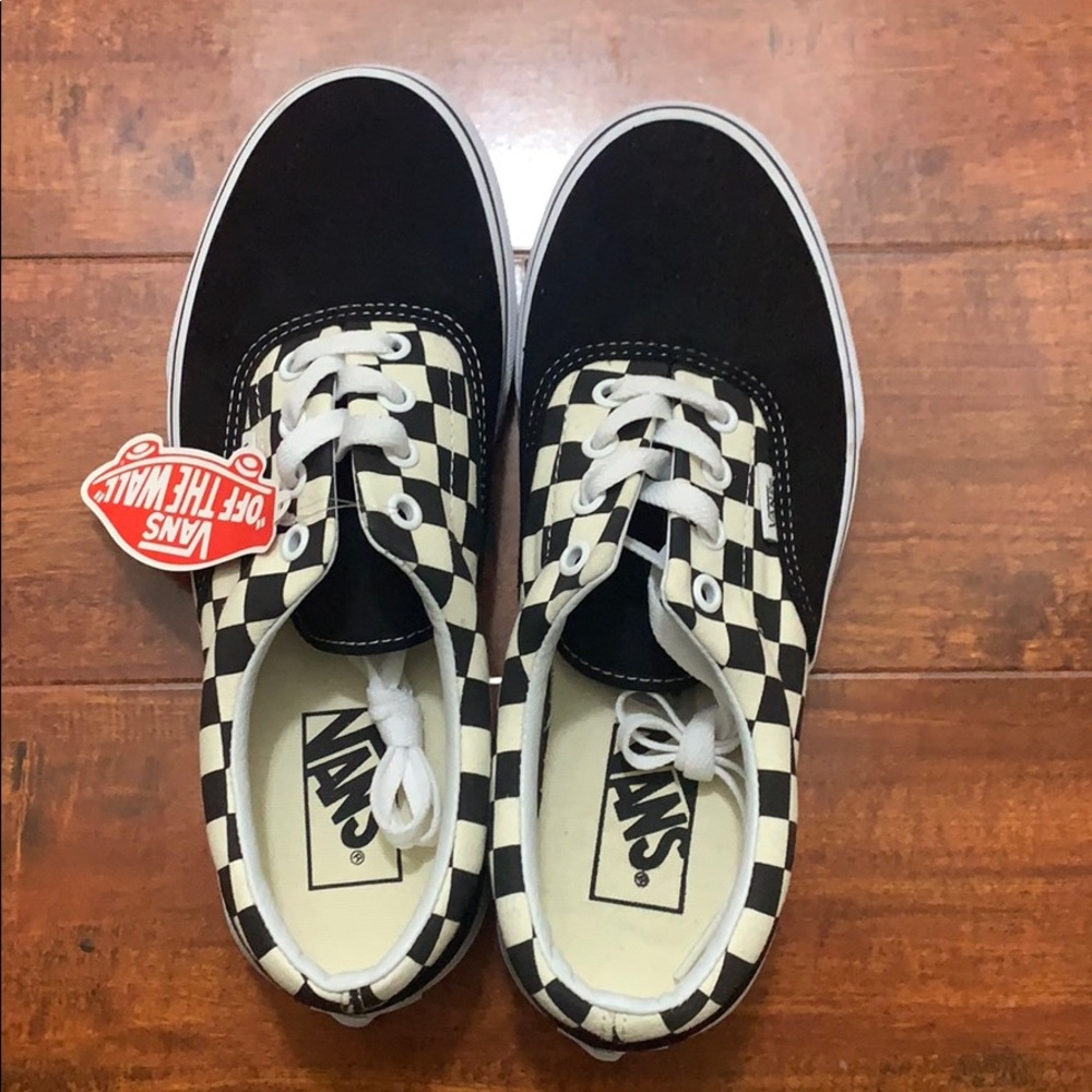 NWT AND BOX WOMEN’S CHECKER LACE UP VANS